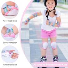 FIODAY - Rodilleras para niños, rodilleras y codos, juego de equipo protector ajustable para patinaje en línea, ciclismo, monopatín, patinete, 8 a 13 años, mediano, morado(Rosado M) - Multicolor - Ver 4