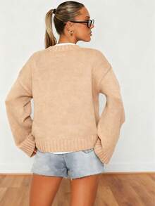 Women's Fashion Long Sleeve Knitted Sweater, Soft & Loose Fit, Autumn/Winter New Arrival - màu nâu - Xem 5