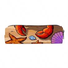A Cylindrical Pencil Case With A Cartoon Crab And Underwater Pattern, Featuring A Unique Design. This Student Stationery Storage Bag Is Available In Various Types And Is Perfect For Organizing School Supplies On A Desk. - Multicolor - View 11