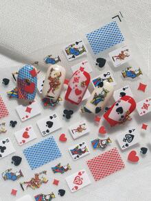 A Nail Sticker With Embossed Laser Technology, Featuring A Vintage Poker Card Pattern, Suitable For Personal DIY And Nail Salon Use Nails Nail Supplies - Multicolor - View 7