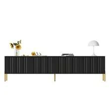 Black TV Stand, 190 Cm (Length) X 38 Cm (Width) X 48 Cm (Height), Gold Table Legs - Black - View 7