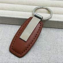 Stylish Metal And PU Leather Keychain, Customizable Logo Name Key Ring, Car/Motorcycle Keychain, Pendant Gift. - Multicolor - View 7