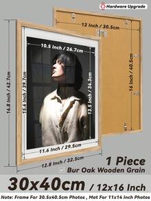 30x40cm/30x30cm/15x15cm Wood Grain Photo Frame (Hardware Upgrade) For Wall/Diamond Painting, Large Multi Collage Gallery Picture Frame For Photo Wall, Classic/Simple/Cottagecore/Retro/All-Match, Material, Gift For Birthday/Wedding/Family/Home