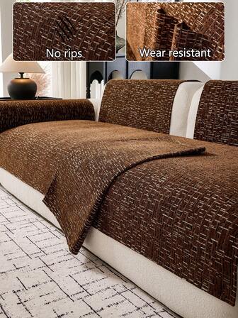 1 pieza Funda de cojín para sofá para todo el año, protector de asiento de sofá moderno y minimalista antideslizante, funda de sofá a prueba de polvo y lavable, cubierta de sofá de color café, suave, resistente a la decoloración y sin pelusa, decoración para dormitorio, amigable con las mascotas, ajustable para sofá en esquina, dormitorio, oficina, combinación de muebles para sala de estar, sofá en forma de L y sofá de 1/2/3/4 plazas