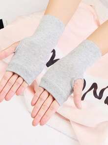 1 Pair Fingerless Gloves For Men & Women, Multi-Color, Suitable For Students Writing, Computer Office, Outdoor Cycling, Badminton, Tennis, All Seasons, Palm Protection - Multicolor - View 3