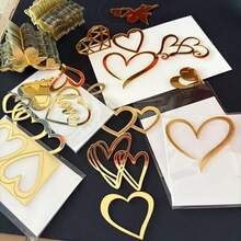 5-20 Heart-Shaped Cake Decorations - Elegant Golden Brown Hearts, Suitable For Weddings, Birthdays, Valentine's Day, Anniversaries, Party Cupcakes, Cakes - No Need For Electricity, Easy To Use - Perfect For Sweet Party Decorations, Celebration Embellishments, Decorative Highlights, High-Quality Edible Decorative Toppings, Preferred For Christmas, New Year, Valentine's Day, Party Event Planning