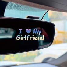 I LOVE My Girlfriend Personalized Creative English Car Rearview Mirror & Makeup Mirror Decorative Sticker, Vinyl Material, Waterproof & Sunproof, No Residue - Multicolor - View 1