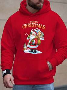 Sudadera con capucha con cordón y estampado de letras para hombre, para otoño - Rojo - Ver 11