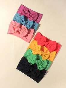 7pcs Candy Color Nylon Bow Headbands Set, Multi-Functional Stretchy Infant Hair Accessories, Suitable For Daily Use - Multicolor - View 8