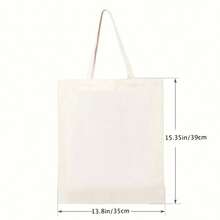 Top PickLocalChic Letter Print Canvas Tote Bag - Lightweight, Reusable Shoulder Bag For Daily Commute & Travel, Fashionable Folding Shopping Bag With Fixed StrapOpen In New Tab. - White - View 5