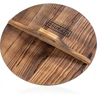 Cast Iron Wok Cover - Premium Wok Cover 36 Cm Pan Lid - Wooden Wok Lid 36-Cm With Ergonomic Handle - Condensate-Free 36 Cm Pan Lid - Durable Wok Accessories For Genuine Asian Cooking