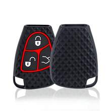 Silicone Car Key Fob Cover - 3-Button Remote Case For Mercedes Benz C/B/E/R Classes, Compatible With W203 W211 W204 W202 W210 W208 CLS CLK, Durable Protection Accessory - Black - View 3