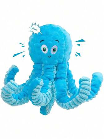 1pc Pet Plush Doll, Squid/Dog/Cat Shaped Interactive Squeaky Doll Made Of Corduroy And Paper, Suitable For Pet Chewing Doll