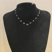A Women'S Elegant Symmetrical Beaded Necklace Featuring Transparent Artificial Spherical Beads And An Adjustable Lobster Clasp - Handcrafted Shiny Jewelry, Valentine'S Day, Parties, And Everyday Wear - A Versatile Necklace F - 1pc - 查看 2