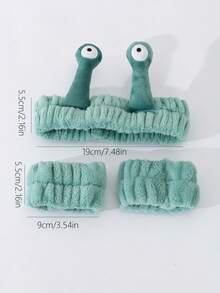 1 pieza/Set de 3 piezas Diadema y muñequera con tentáculos de caracol de peluche de dibujos animados, diadema de maquillaje linda, diadema para lavar, accesorio para el cabello 3D, diadema de peluche suave, diadema elástica, muñequera para el cuidado de la piel, diadema para mujer, muñequera, aro para el cabello, pinza para el cabello, muñequera de felpa de coral, decoración de baño, adecuado para el baño, artículos para el hogar, Pascua, San Valentín, accesorios de ropa del Ramadán, regalo para mujer, accesorios para el cabello. - Verde - Ver 5