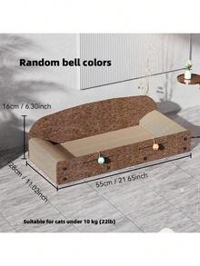 1pc Sofa-Shaped Cat Scratching Pad, 21.6 Inches (Approx. 55cm) Durable Felt With Bell Ball, Indoor Cat Lounge Bed Toy, Halloween & Christmas Gift - Felt Sofa 53 - View 10