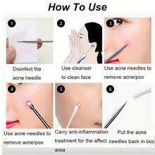 4-Piece Professional Blackhead Removal Set - Acne Removal Tools For Whitehead Acne Removal - Deep Cleansing And Skin Cleansing Tools For Acne Removal - Beauty Tools - 銀色 - 查看 3