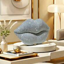 1pc Pink Sexy Lips Statue Decor - Resin Love Theme Art Piece, Suitable For Home, Office, Bedroom, Bar, Hotel, Bathroom - Perfect Romantic Gift For Wedding, Valentine's Day, Mother's Day, Home Decor | Beaded Texture | Smooth Surface, Collectible Figurine Room Decor Valentine's Day Decor Ornaments Home Miniature Things