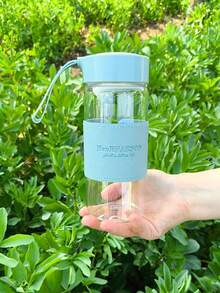 高品质塑料吸管水瓶，适合学生使用，ins风设计，防漏，耐热，简约清新设计，女士礼物 - 藍色 - 查看 16