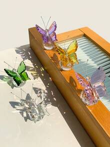 Kristall Schmetterling, kleines Tier, Heimdekoration, kleine Schreibtischornamente, Set Kombination aus weißem Kristall Schmetterling + Mond und Sonnenfänger Prisma (geeignet für Freunde, Schwestern, Töchter, Mütter (Geschenke)), auch geeignet als Geburtstagsgeschenk für Frauen - Verschiedenfarbig - Übersicht 5