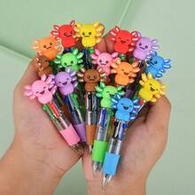 2025 Hot Search National Treasure Axolotl Shaped Ballpoint Pen, 4-Color Student Classroom Writing, Office Marking Dedicated Pen