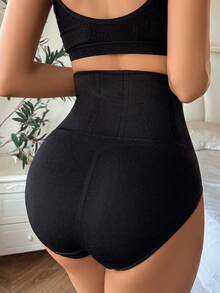 1pc Seamless High Waist Shaping Panty, Tummy Control Butt Lifting Shapewear For Women - Black - View 4