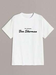 Men's "The Original Ben Sherman" Pattern T-Shirt, Short Sleeve, Round Neck, Casual Summer T-Shirt, Machine Washable, Comfortable Outdoor Casual Wear, Soft And Comfortable Top - trắng - Xem 4