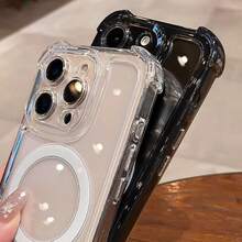 1pc Magnetic Transparent Bumper 3.0 Air Cushion Thick Protective TPU+PC Hard Clear Plated Button Detachable Anti-Yellowing Anti-Fouling Anti-Drop Phone Case Compatible With Apple 17pro/17promax/Air/17/16pro/16promax/16plus/16/16E/SE4/15pro/15promax/15plus/15/14pro/14promax/14plus/14/13pro/13promax/13/12pro/12promax/12/11promax/11/11pro - Clear - View 5