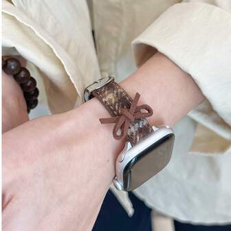 Fashionable British Plaid Bow Adjustable Watch Band Strap, Suitable For Apple Watch Series 10/9/8/7/6/5/4/3, 49mm/46mm/44mm/42mm/40mm/38mm