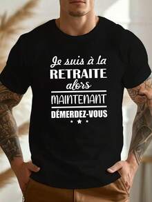 Funny French Crinkle Plus Size Men's T-Shirt, PLUS SIZE - Black - View 6