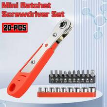 20pcs Heavy Duty Mini Ratchet Screwdriver Set With 36-Tooth Ratchet, Flat/Hex Heads (T10-T27) - Compact Tool Kit For Automotive, Electronics Repair - Professional & DIY Mechanic Set