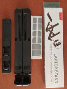 1个可调节笔记本电脑支架，带手机支架，可调节散热支架，加长手机座，耐用ABS材质，可折叠设计，适用于10-15.6英寸设备，附赠旅行收纳袋 - 桌面整理器/时尚科技配件/稳固支架配件 - 彩色 - 查看 13