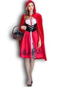 1 chiếc áo choàng hóa trang Halloween cho nữ, áo choàng Cô bé quàng khăn đỏ cho lễ hội Carnival, tiệc Giáng sinh, dạ hội hóa trang, áo choàng poncho nhung có mũ trùm đầu. - Nhiều màu - Xem 7
