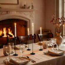 WAXJJDW 12/6/30/24pcsElegant & Romantic European Dinner Candles, 6pcs Tabletop Candlestick Holders, Metallic Cone Candle Holders, Room Decor, Home Decoration,Wedding - 黑色 - 查看 8