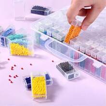 钻石画收纳盒，便携式珠子收纳整理盒，32/48/64格钻石画配件（收纳盒） - 白色 - 查看 8
