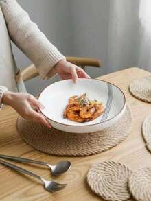 1pc Linen Woven Heat Resistant Placemat - Anti-Scald Tabletop Mat, Suitable For Pots And Pans, Kitchen Dining Table Accessory - Multicolor - View 4