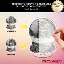 2D Plano, 1 peça Bola de Neve Giratória Decorativa de Sobremesa com Gato Tricolor - Movimento Giratório, Cúpula Transparente e Base para Uso Interno/Externo, Adequado para Casa, Escritório ou Exposição em Prateleira, Ideia de Presente Decorativo de Gato Fofo, Estrutura Acrílica Durável - Multicolorido - Visão 10