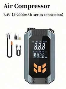 3000A便携式汽车应急启动器，带空气压缩机，适用于6.5L发动机，150PSI无线自动断电轮胎充气泵，12V迷你汽车应急启动器，带LED灯和移动电源 - 彩色 - 查看 14