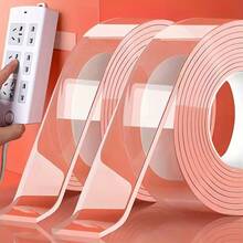 1pc Home Decor Tear-Resistant Tape, No Residue Double-Sided Acrylic, Washable & Reusable, Suitable For Office, Car, Wall, Mirror, Phone, Laptop, Poster, Art & Holiday Decor - Fits All Surfaces, Great Gift For Mom & Daughter [Random Color] - Multicolor - View 2