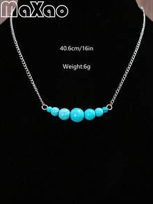 Women's Vintage European & American Bohemian Style Pearl Necklace, Suitable For Daily Wear, Will Receive Compliments From Friends, Minimalist & Fashionable - Turquoise Necklace - View 3