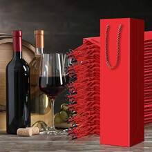 10/20 túi quà tặng rượu vang, túi giấy đựng chai rượu số lượng lớn, túi xách đựng chai rượu có quai xách, thích hợp cho Ngày Valentine, đám cưới, tiệc tùng, sinh nhật, kích thước 3.5 x 4.3 x 13.7 inch (Màu đỏ) - Nhiều màu - Xem 6