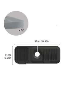 1个硅胶排水垫，适用于厨房/浴室水槽防溅，防滑表面垫/支架 - 黑色 - 查看 14