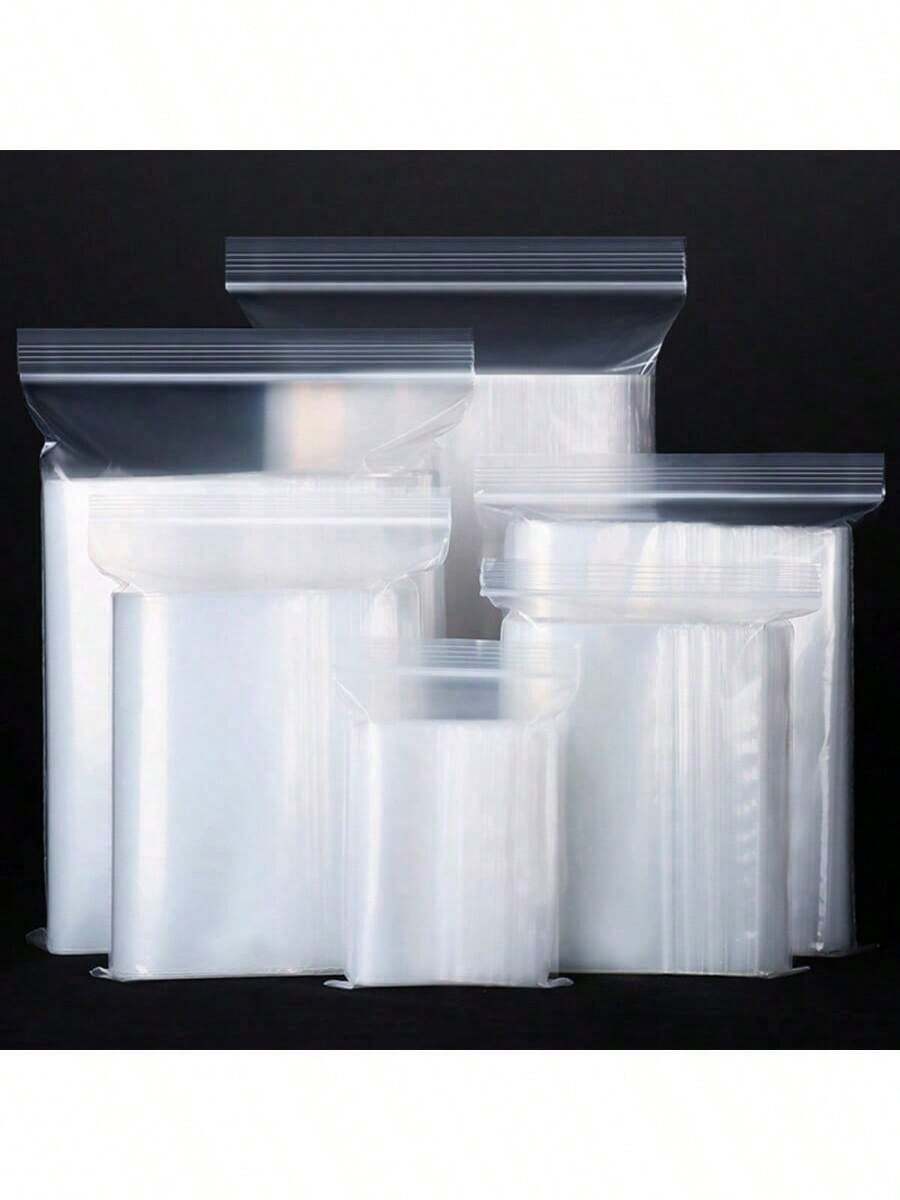 2密尔可重复使用自封袋 - 100个透明自封储物袋，适用于零食/珠宝/办公用品、婚礼/生日礼品袋和家居收纳 - 白色 - 查看 1