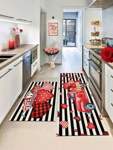 1 pezzo Tappeto da cucina natalizio rosso festivo, tappeto da cucina per le vacanze natalizie, tappeto per corridoio con motivo scozzese natalizio, decorazione natalizia, zerbino lavabile per feste natalizie, con retro antiscivolo, in peluche corto, tessitura annodato, in poliestere, per feste natalizie, tappeto/tappetino decorativo natalizio per interni - Tappeto Buon Natale, adatto per soggiorno, sala da pranzo, cucina, zona lavello, ingresso interno