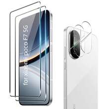 4pcs Set For Xiaomi Poco F7 5G/Poco F7 Pro/Poco F7 Ultra/F8 Pro/F8 Ultra/M7 4G/M7 Pro 5G/X7 Pro/X6 Pro/C85/C71 - 2pcs 9H Tempered Glass Screen Protector + 2pcs Tempered Glass Camera Lens Protector, Anti-Scratch, High Definition, 3D Transparent, Sensitive Touch, Precise Fit, Easy Installation, Durable Protection For Smartphones - Clear - View 3
