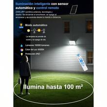 Zarlury Lmpara, Reflector 15000 Lmenes, Foco Recargable, IP67 Impermeable, Sensor de Luz+ Control Remoto, Grandes paneles solares, para Exteriores, Jardn, Patio150 LEDs - inicial - Ver 4