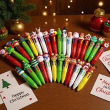 2PCS Christmas Mini 4-Color Ballpoint Pen‌ ‌Holiday-Themed Retractable Click Pen‌ ‌Cute & Stylish Design For Bullet Journaling‌ ‌Classroom-Friendly Multi-Color Ink Pen‌ ‌Festive Gift Idea For Students Durable Holiday Pen‌ ‌Stocking Stuffer For Christmas‌ - Multicolor - View 3