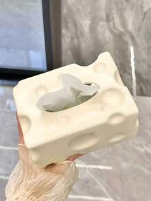 1pc Ceramic Cheese Tissue Box, High-End Paper Towel Holder, 4 Color Options, Suitable For Living Room, Bathroom, Dining Table, Tissue Box Decor - Multicolor - View 9
