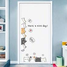 1 pieza Pegatina de pared de gato con cabeza inclinada, calcomanía de gato de dibujos animados divertida, pegatina de arte animal adorable y autoadhesiva, adecuada para habitación de niños/guardería, pegatina de pared decorativa extraíble, pegatina de gato con cabeza inclinada adorable, pegatina de arte de animal de dibujos animados linda, pegatina de arte animal autoadhesiva y extraíble, conjunto divertido para dormitorio/guardería - Multicolor - Ver 4