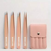 4 Packs Stainless Steel Eyebrow Tweezers Purple Set Makeup Tools For Eyelash Grafting, Eyebrow Shaping, Beard Pull And Hair Removal, And False Eyelash Assists - one-size - View 6